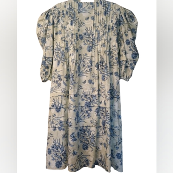 Hunter Bell Gardenia Jenkins Floral Blue and White Dress Puff sleeves - Picture 7 of 16